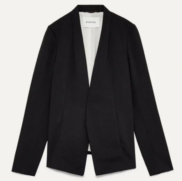 Aritzia Babaton Keith Blazer Jacket Sz 2 Open Front Black Minimalist Corporate - Picture 2 of 14
